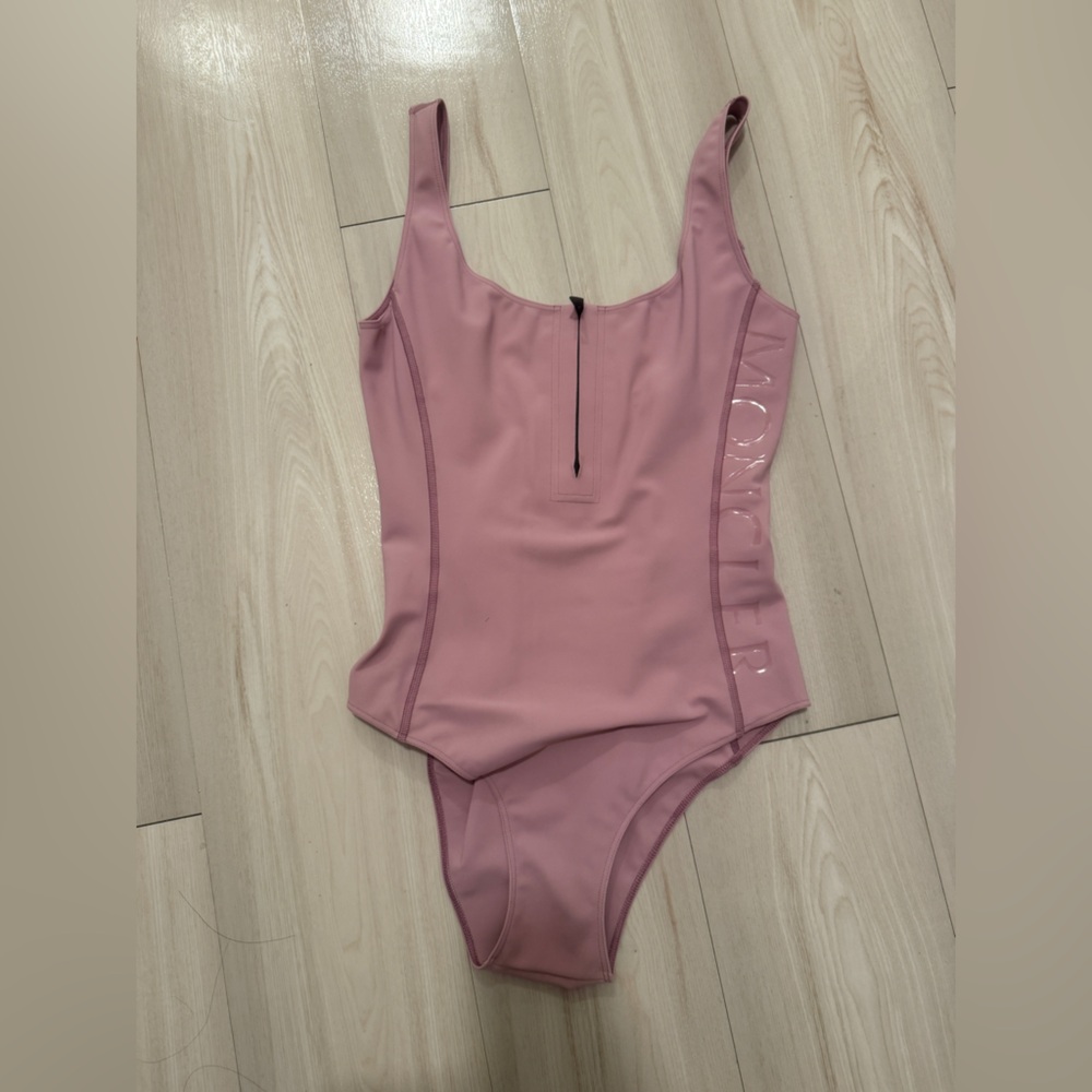 Moncler dusty pink One Piece Swimsuit with Front Zipper